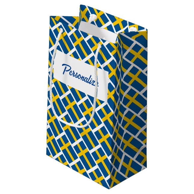 Personalized gift bags with Swedish country flag (Back Angled)
