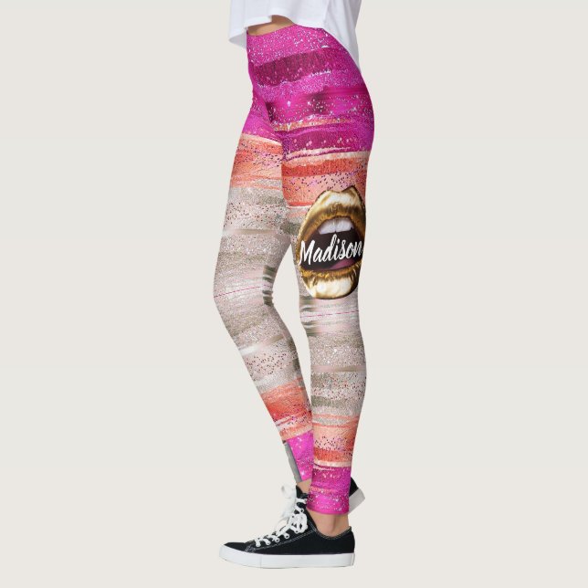 Personalized Gift for Birthday, Bride, Wedding Leggings (Left)