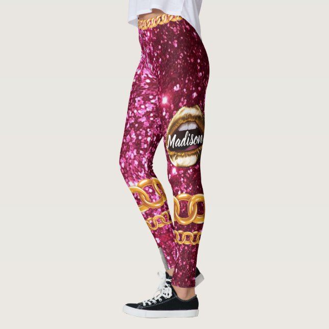 Personalized Gift for Birthday, Bride, Wedding Leggings (Left)