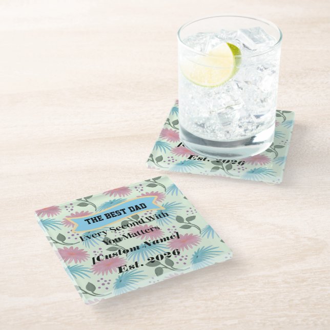  Personalized Gift for Dad Father's Day Gift  Glass Coaster (Angled)