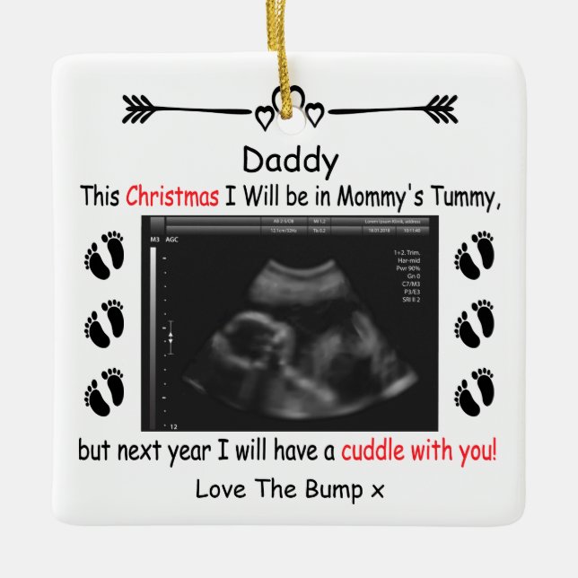 Personalized Gift for Daddy To Be from Bump Ceramic Ornament (Front)