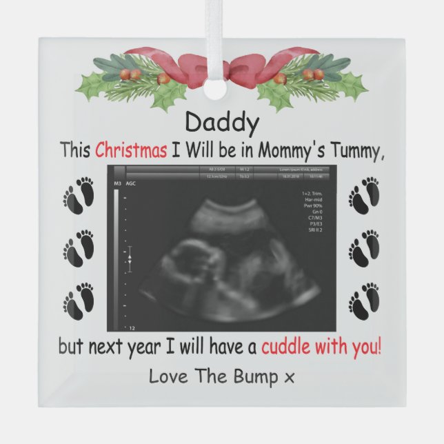 Personalized Gift for Daddy To Be from Bump Glass Ornament (Front)