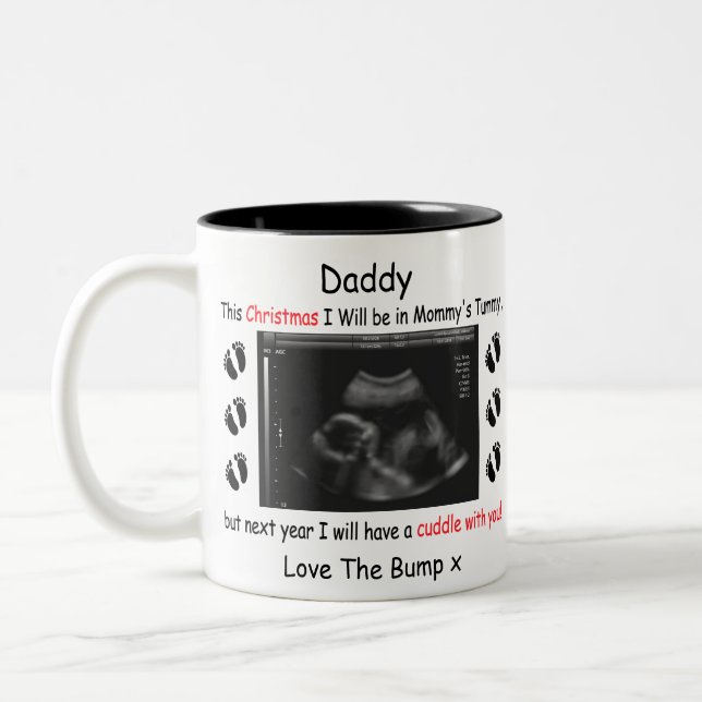 Personalized Gift for Daddy To Be from Bump Two-Tone Coffee Mug (Left)
