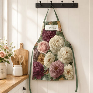 Personalized Gift for Her Elegant Purple Floral Apron