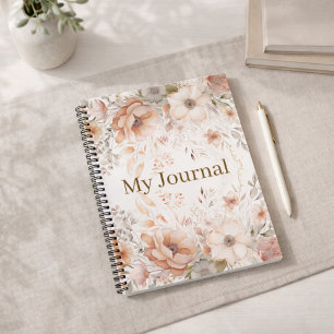 Personalized Gift for Her Terracotta Floral Notebook