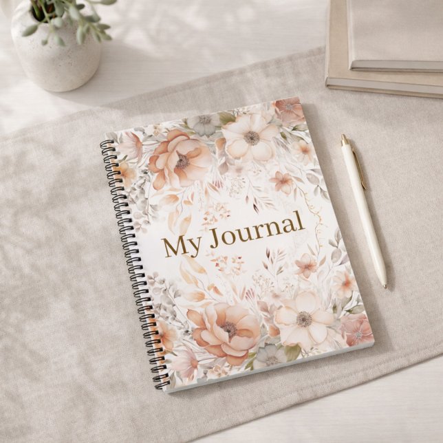 Personalized Gift for Her Terracotta Floral Notebook (Creator Uploaded)
