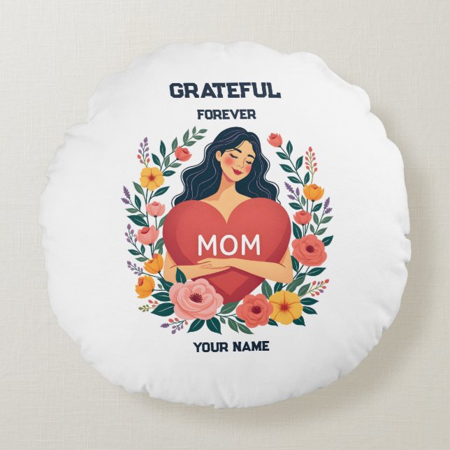 Personalized Gift for Mom | Custom Name Design Round Pillow (Front)