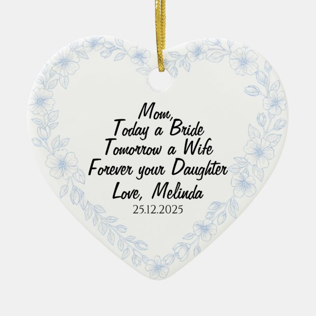 Personalized Gift for Mother of the Bride Gift  Ceramic Ornament (Front)