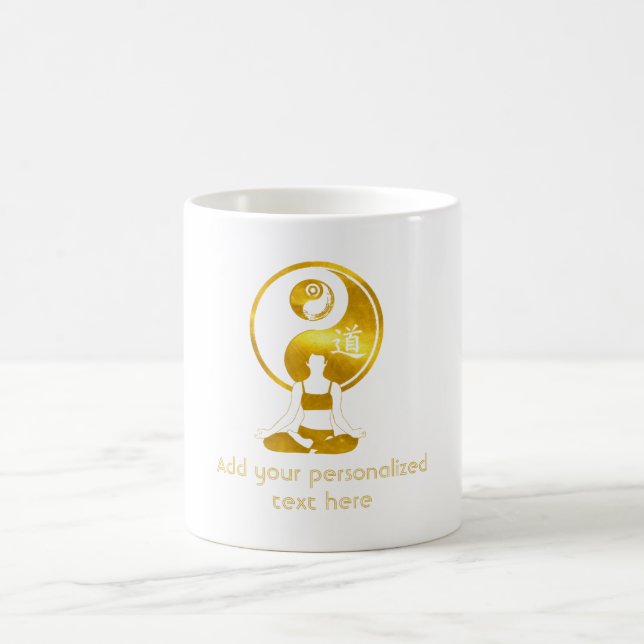 Personalized Gift For Yoga Instructor Gold YinYang Coffee Mug (Center)
