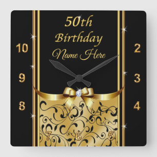 Personalized, Gift Ideas for 50th Birthday Female Square Wall Clock