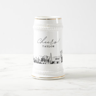 Personalized Gift Mesa Arizona Skyline Sketch Beer Stein