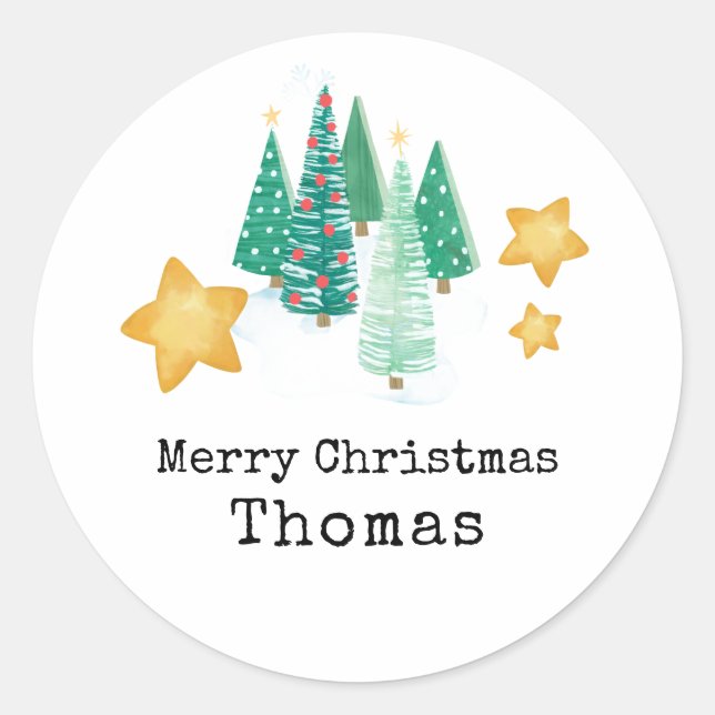Personalized Gift Name Stickers - Christmas Tree (Front)