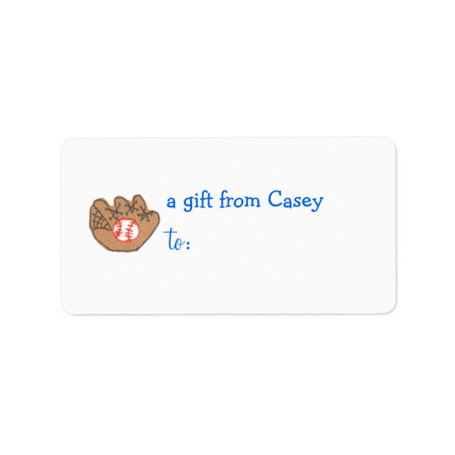 Personalized gift tag label -- baseball theme (Front)