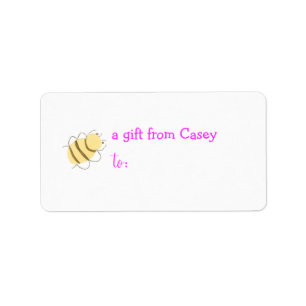 Personalized gift tag label -- bee theme