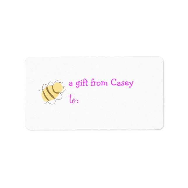 Personalized gift tag label -- bee theme (Front)