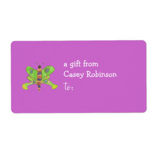 Personalized gift tag label -- butterfly theme