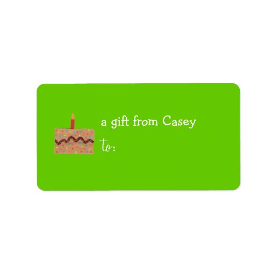 Personalized gift tag label -- cake theme