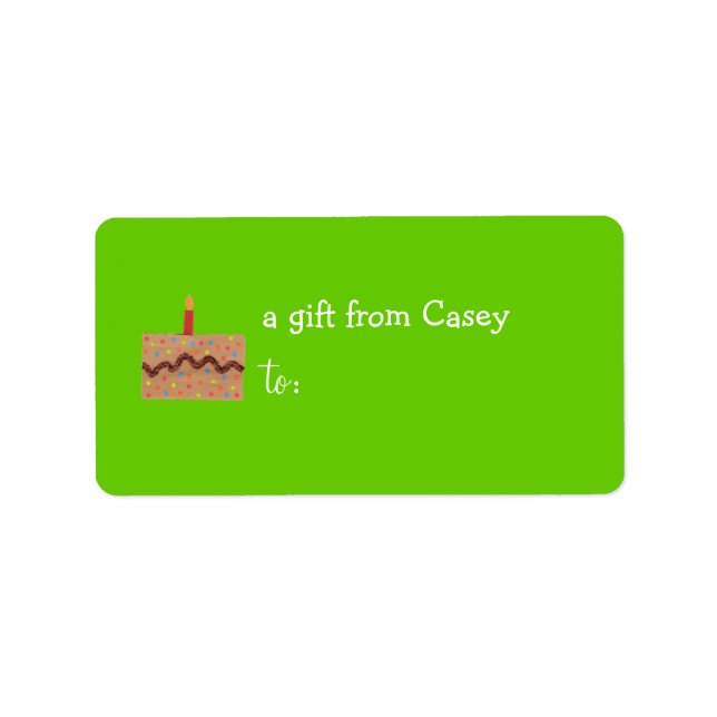 Personalized gift tag label -- cake theme (Front)