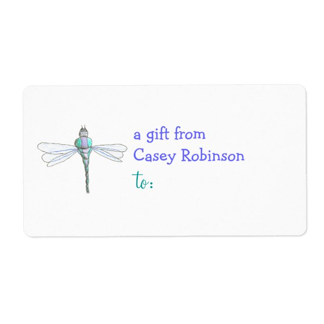 Personalized gift tag label -- dragonfly (Front)
