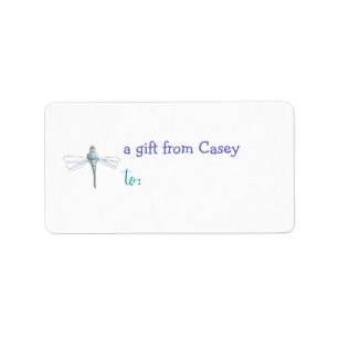 Personalized gift tag label -- dragonfly theme