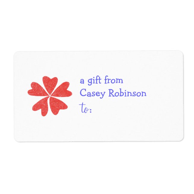 Personalized gift tag label -- floral design (Front)