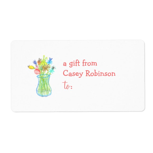 Personalized gift tag label -- floral theme (Front)
