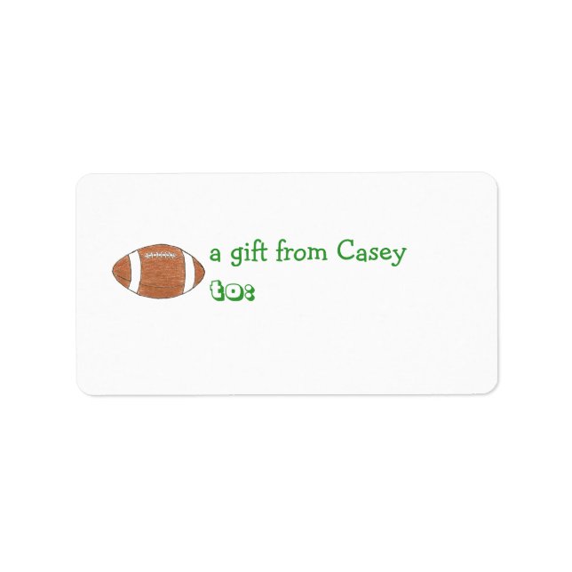 Personalized gift tag label -- football theme (Front)