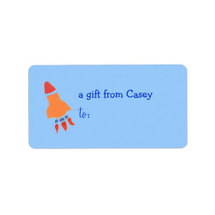 Personalized gift tag label -- rocket theme