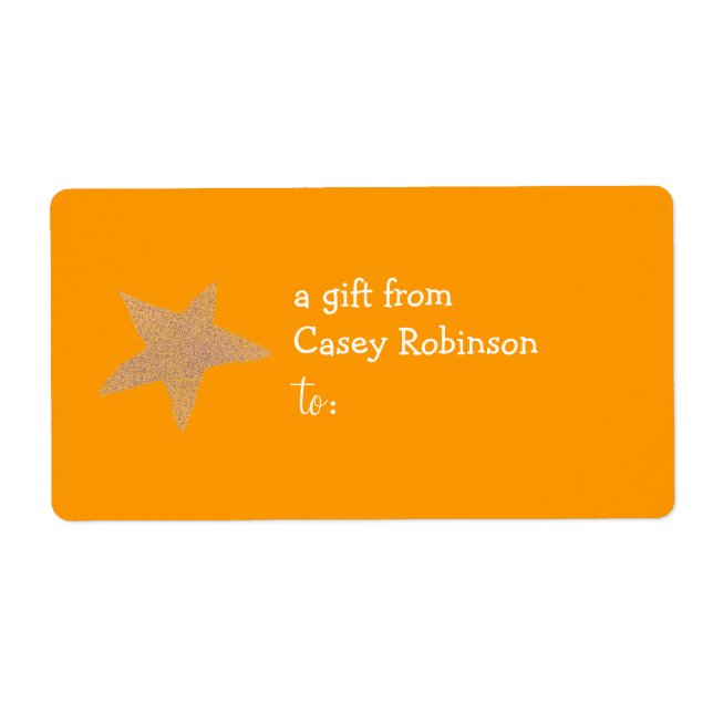 Personalized gift tag label -- star theme (Front)