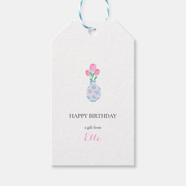 Personalized Gift Tag with Flower Vase (Front)