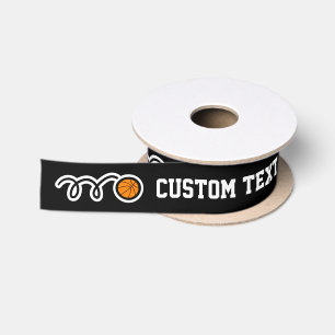 Personalized gift wrapping ribbon with basketballs satin ribbon