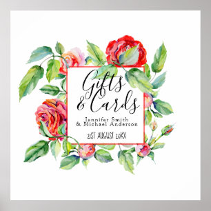 Personalized Gifts Cards Red Roses Wedding Sign