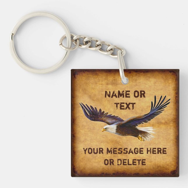 Personalized, Gifts for Eagle Lovers, Eagle Keychain (Front)