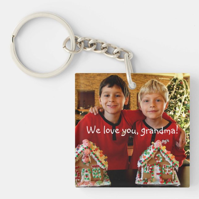 Personalized Gifts For Grandma Square Key Chain (Front)