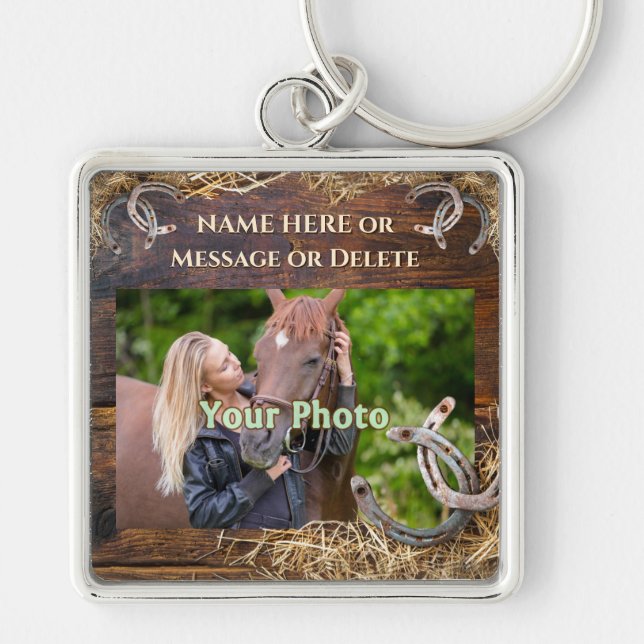 Personalized Gifts for Horse Lovers, Horseshoe Keychain (Front)
