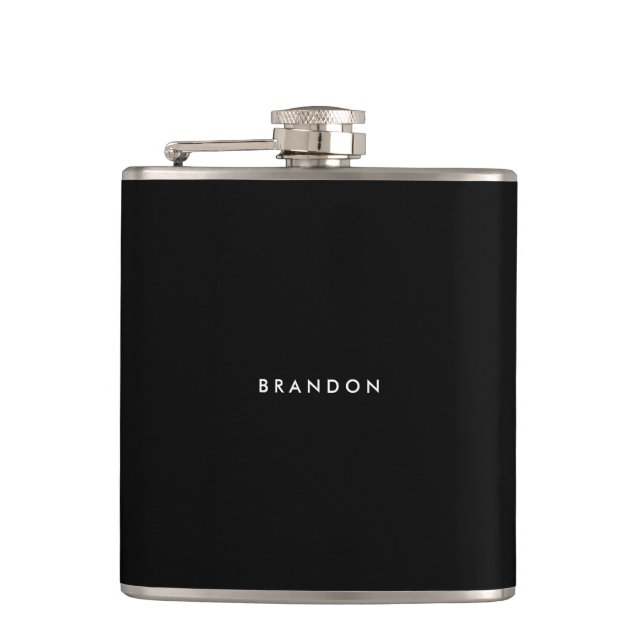 Personalized Gifts For Men Black Flask (Front)