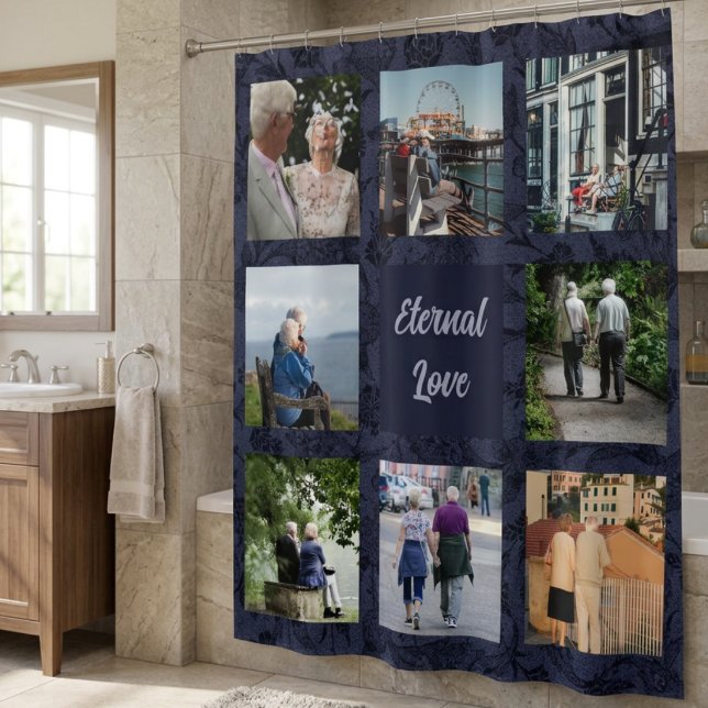 Personalized Gifts for Older Parents Couples Blue (Personalized Gifts for Older Parents Couples Blue Shower Curtain)