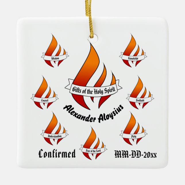 Personalized Gifts of the Holy Spirit Confirmation Ceramic Ornament (Front)