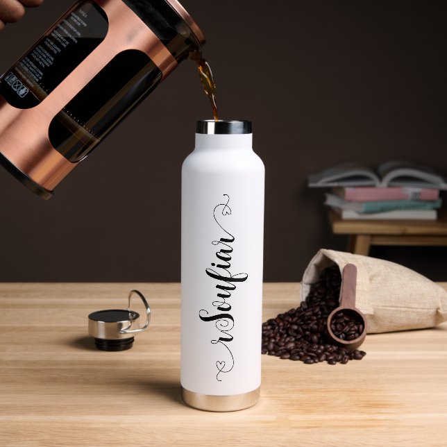Personalized Gifts Your Name Script Black Wedding Water Bottle (Coffee)