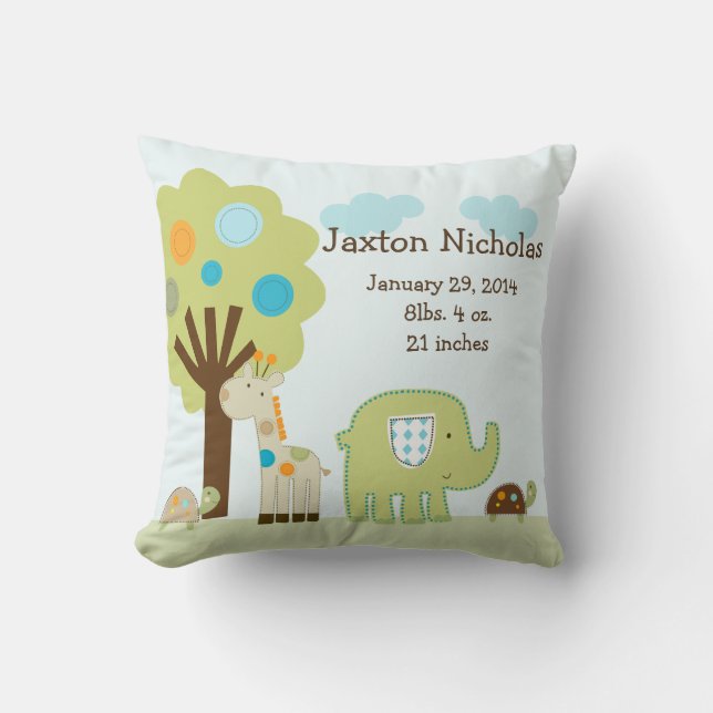 Personalized Giggle Gang Animals Pillow Keepsake (Front)