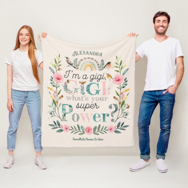 ❤️Personalized GIGI Gifts Add Grandkids Names Fleece Blanket (In Situ)