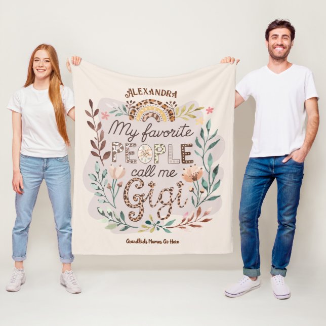 ❤️Personalized GIGI Gifts Add Grandkids Names Fleece Blanket (In Situ)