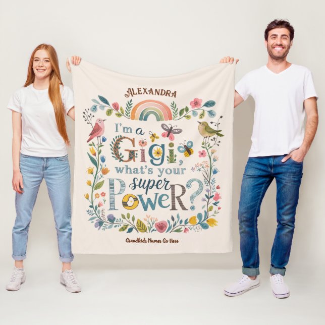 ❤️Personalized GIGI Gifts Add Grandkids Names Fleece Blanket (In Situ)