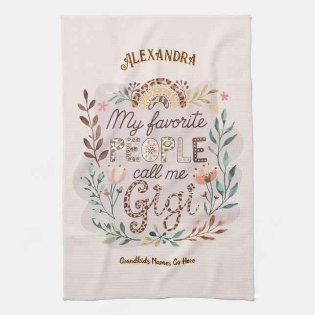 ❤️Personalized GIGI Gifts Add Grandkids Names Kitchen Towel (Vertical)