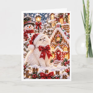 Personalized Gingerbread Christmas Persian Cat Hol Holiday Card