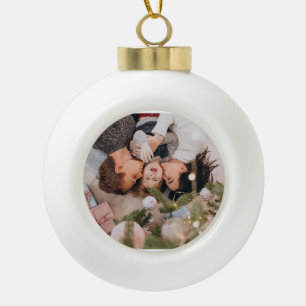 Personalized Gingerbread Christmas Snowflake Frame Ceramic Ball Christmas Ornament