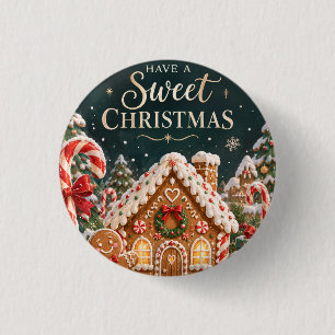 Personalized Gingerbread Christmas with Candy,cake 1 Inch Round Button