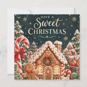 Personalized Gingerbread Christmas with Candy,cake Invitation
