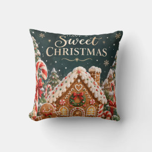 Personalized Gingerbread Christmas with Candy,cake Throw Pillow