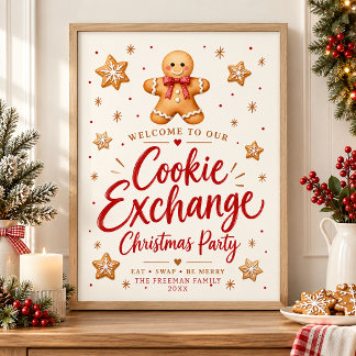 Personalized Gingerbread Cookie Exchange Welcome Poster